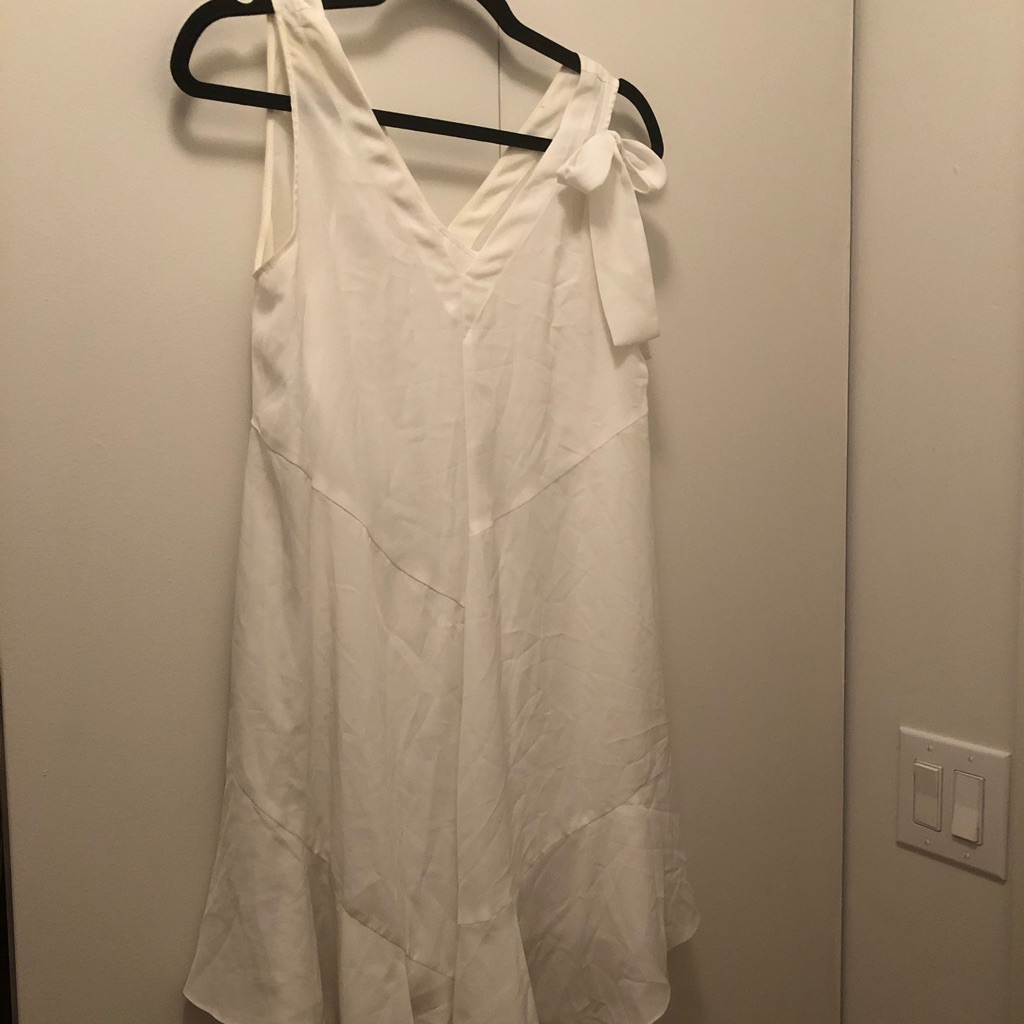 White Ribbon Flare Dress Xs